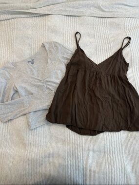 Brandy Melville Brown V-Neck Spaghetti Strap Cami